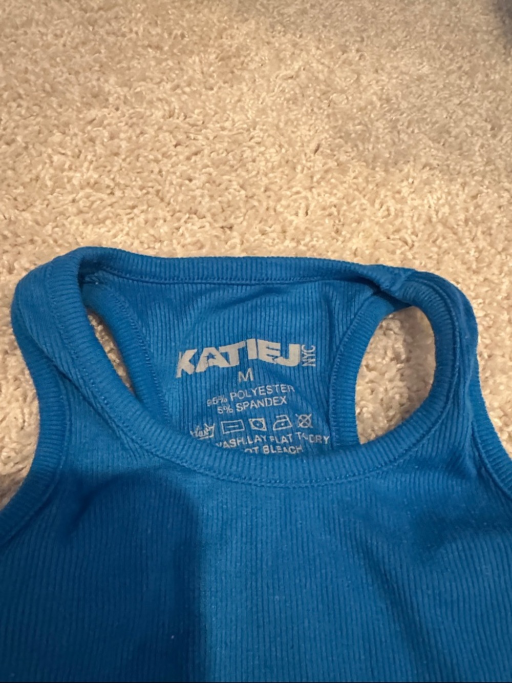 Katie J NYC Bright Blue Ribbed Tank Top